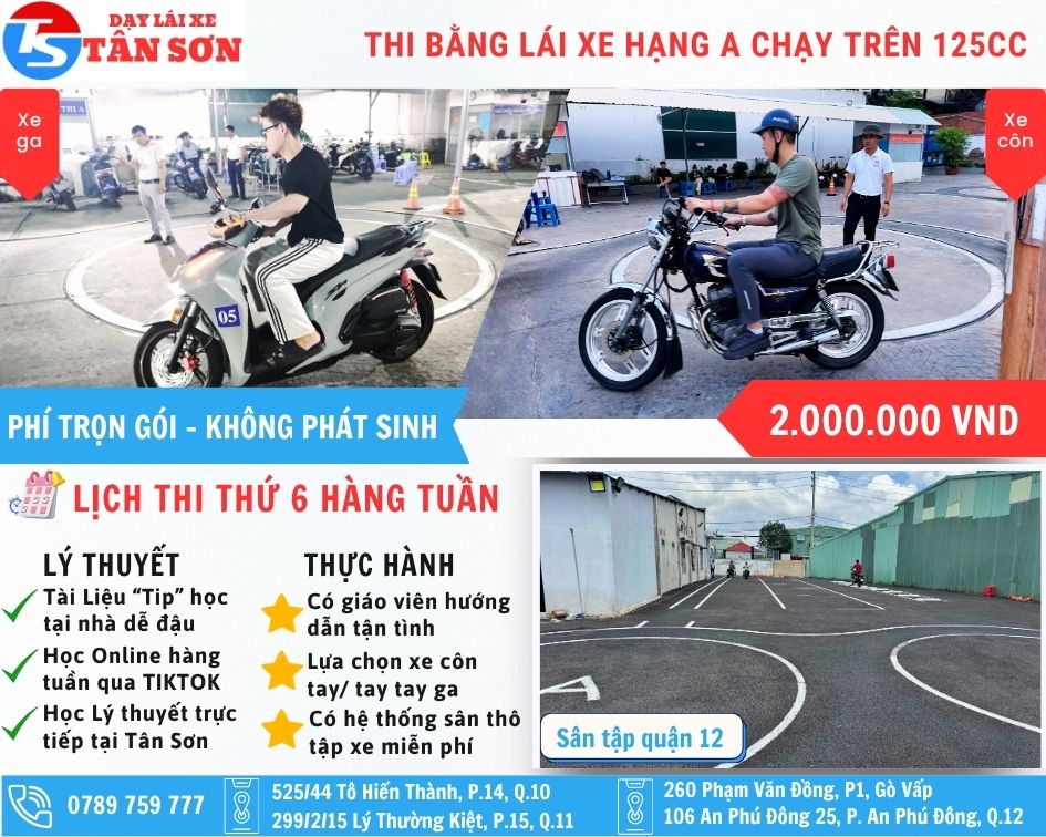 Thi Bằng Lái Xe Hạng A Tại Dạy Lái Xe Tân Sơn TPHCM