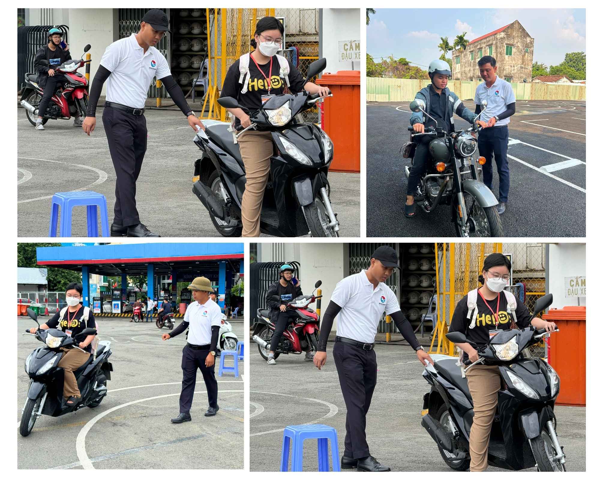 Giáo viên dạy lái xe tân sơn dạy học viên trên sân tập lái