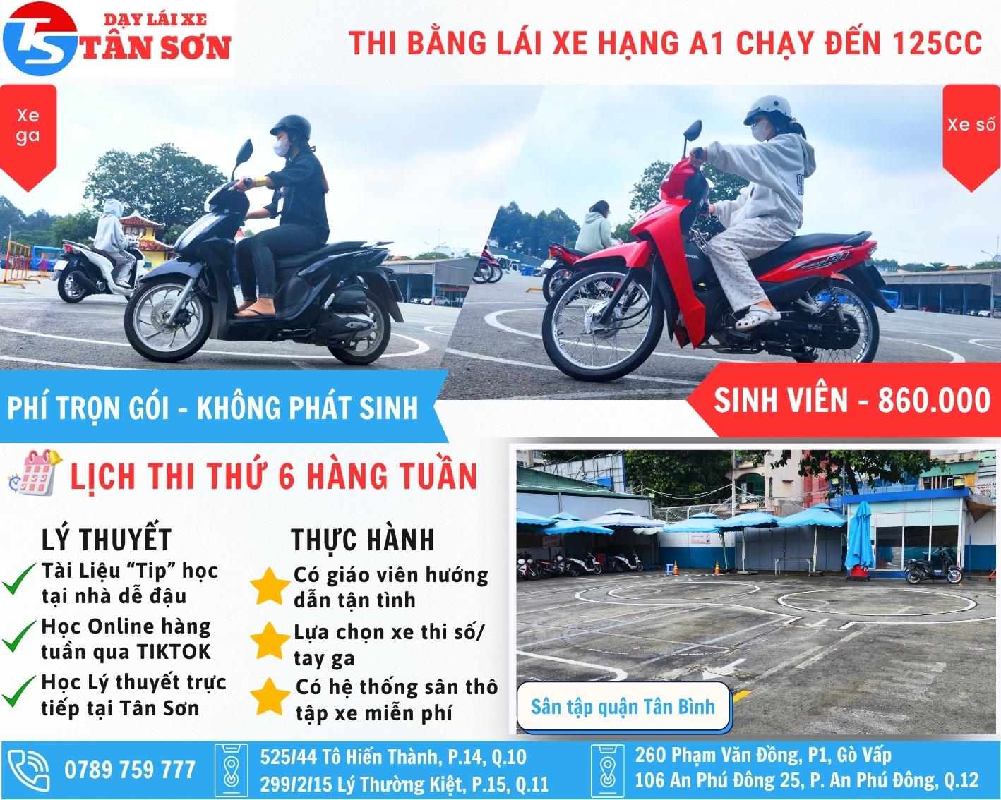 Lịch Thi Bằng Lái Xe Máy Hạng A1 Tại Dạy Lái Xe Tân Sơn
